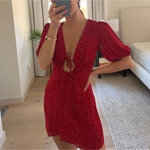 Reformation red polka dot mini